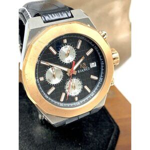 Roberto Bianci Men's Watch RB0134 Quartz Chronograph Black Dial Rose Gold 44mm